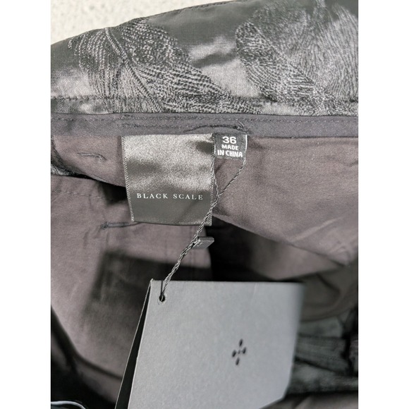 Black Scale Pants Mens Size 36 Black Floral Geometric Leaves Streetwear New - Picture 4 of 10